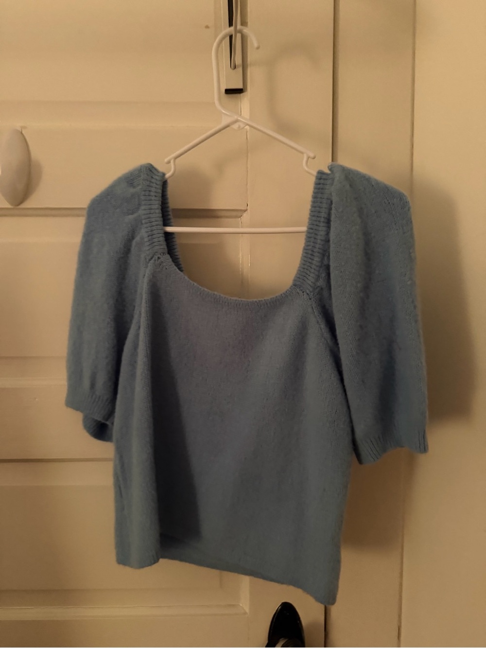 English Factory Light Blue Knit Square-Neck Top